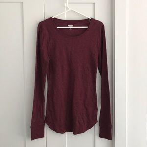 Burgundy Thermal-knit long sleeve tee